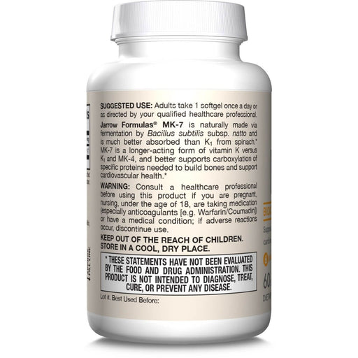 Jarrow Formulas Vitamin K2 as MK-7 90mcg 60 Softgels | Premium Supplements at MYSUPPLEMENTSHOP