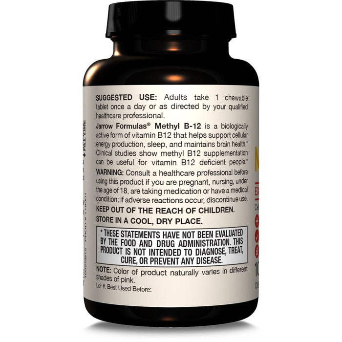 Jarrow Formulas Vitamin Methyl B-12 1,000mcg 100 Lemon Chewable Tablets - Vitamins & Minerals at MySupplementShop by Jarrow Formulas