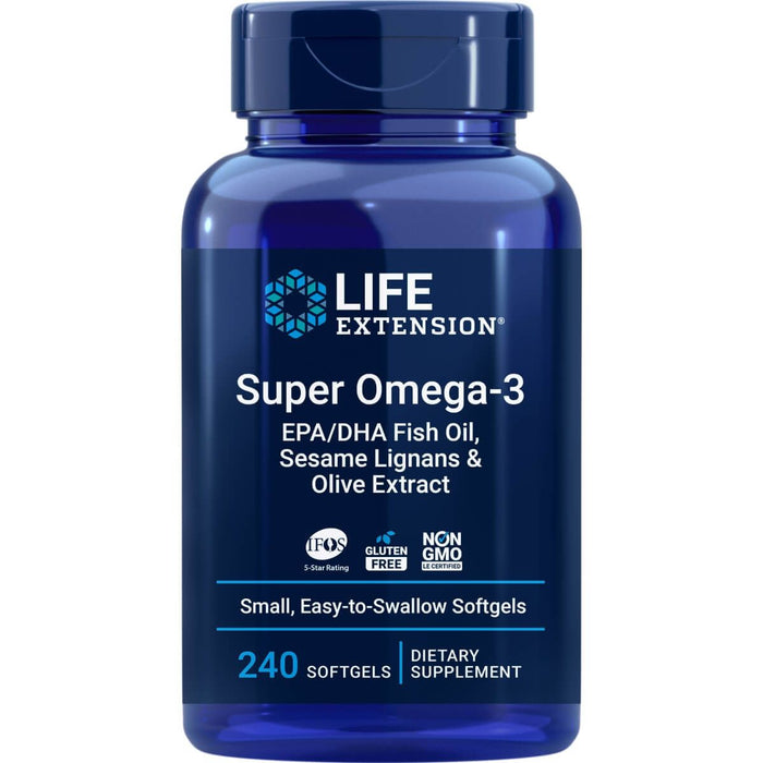 Life Extension Super Omega-3 EPA/DHA Fish Oil Sesame Lignans & Olive Extract 240 Softgels - Omegas, EFAs, CLA, Oils at MySupplementShop by Life Extension