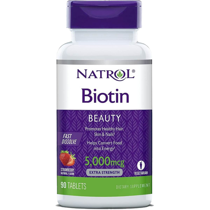 Natrol Biotin 5,000mcg 90 Strawberry Tablets