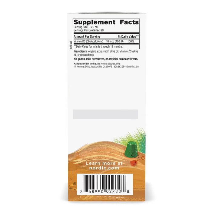Nordic Naturals Baby's Vitamin D3 400iu 0.76 fl oz | Premium Supplements at MYSUPPLEMENTSHOP