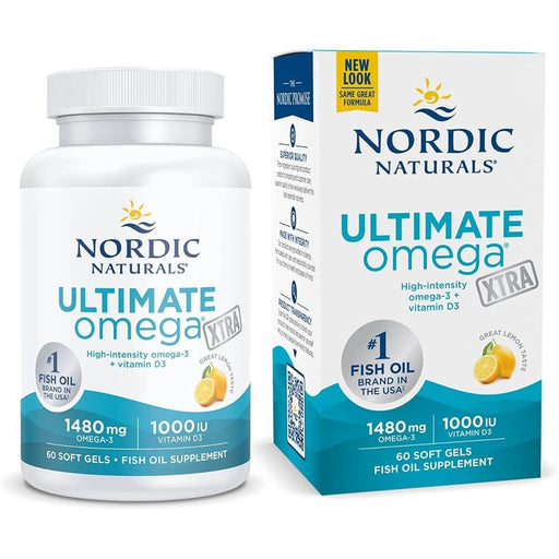 Nordic Naturals Ultimate Omega Xtra 1480mg with Vitamin D3 60 Softgels (Lemon) | Premium Supplements at MYSUPPLEMENTSHOP