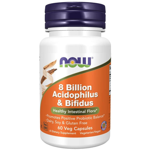 NOW Foods 8 Billion Acidophilus &amp; Bifidus 60 Veg Capsules | Premium Supplements at MYSUPPLEMENTSHOP