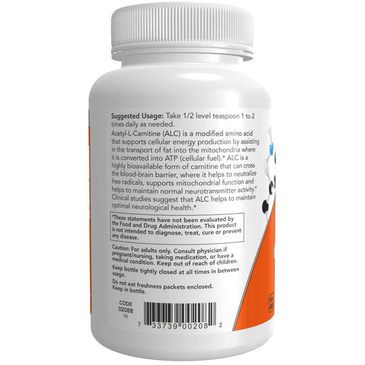 NOW Foods ALC (Acetyl-L-Carnitine) Powder 3oz (85g) | Premium Supplements at MYSUPPLEMENTSHOP
