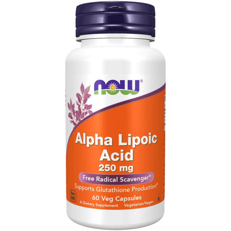 NOW Foods Alpha Lipoic Acid 250 mg 60 Veg Capsules - Health and Wellbeing at MySupplementShop by NOW Foods