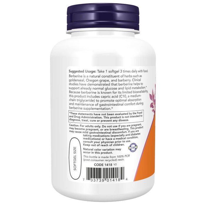 NOW Foods Berberine Glucose Support 90 Softgels | Premium Supplements at MYSUPPLEMENTSHOP
