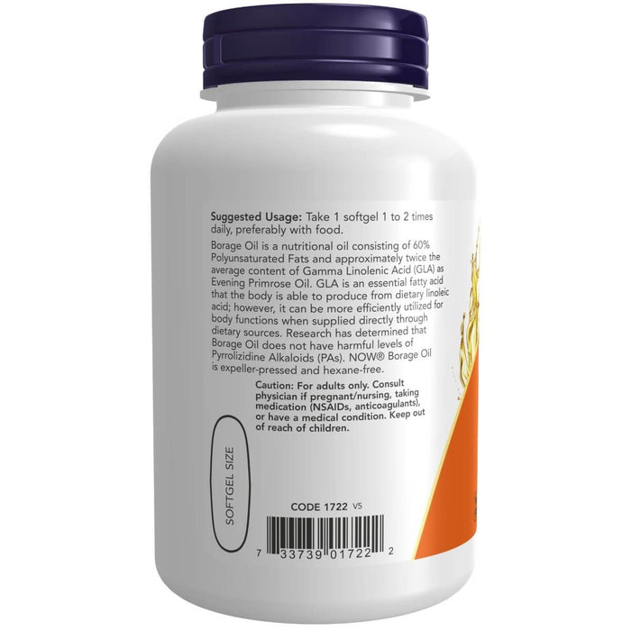 NOW Foods Borage Oil 1000 mg with 240mg of GLA 120 Softgels | Premium Supplements at MYSUPPLEMENTSHOP