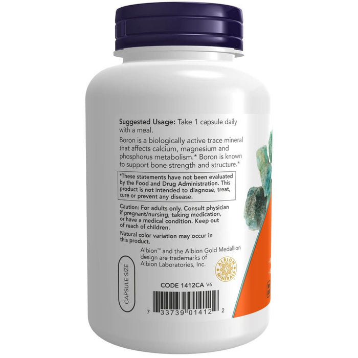 NOW Foods Boron 3 mg 250 Veg Capsules | Premium Supplements at MYSUPPLEMENTSHOP