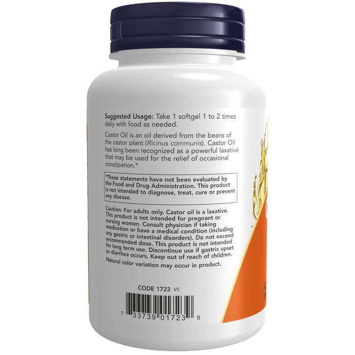 NOW Foods Castor Oil 650 mg 120 Softgels | Premium Supplements at MYSUPPLEMENTSHOP