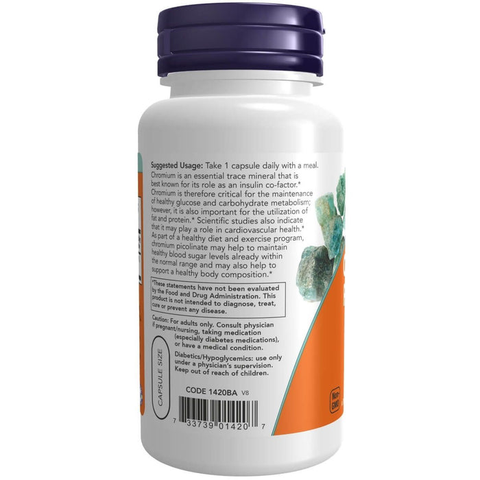 NOW Foods Chromium Picolinate 200 mcg 100 Veg Capsules - Slimming and Weight Management at MySupplementShop by NOW Foods