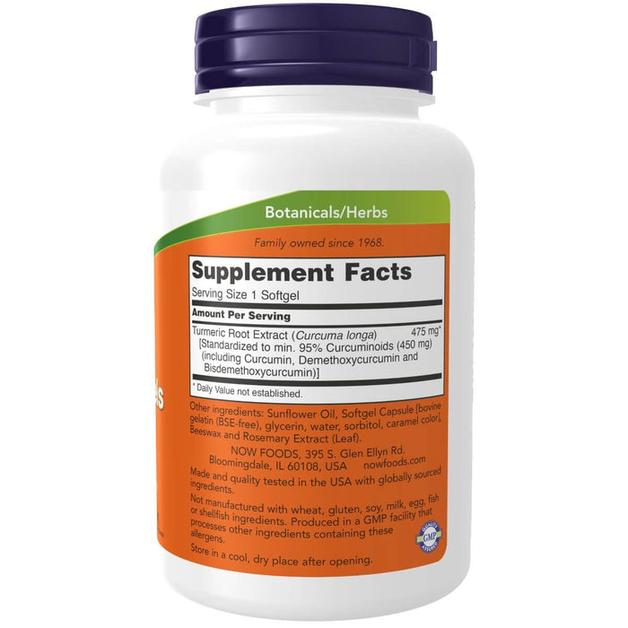 NOW Foods Turmeric Curcumin 120 Softgels - Health and Wellbeing at MySupplementShop by NOW Foods