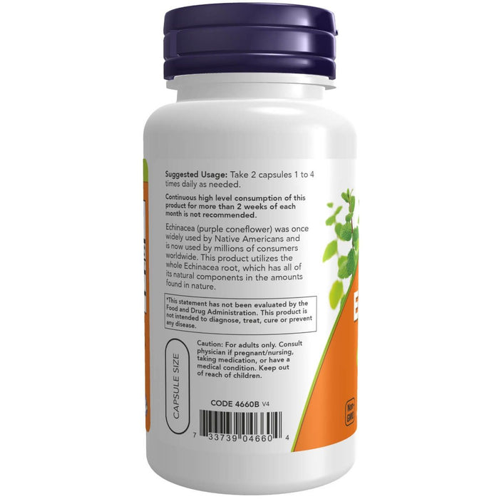 NOW Foods Echinacea 400 mg 100 Veg Capsules - Health and Wellbeing at MySupplementShop by NOW Foods