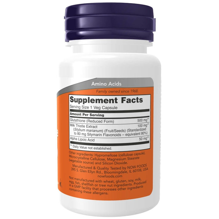 NOW Foods Glutathione 500 mg 30 Veg Capsules - Amino Acids and BCAAs at MySupplementShop by NOW Foods