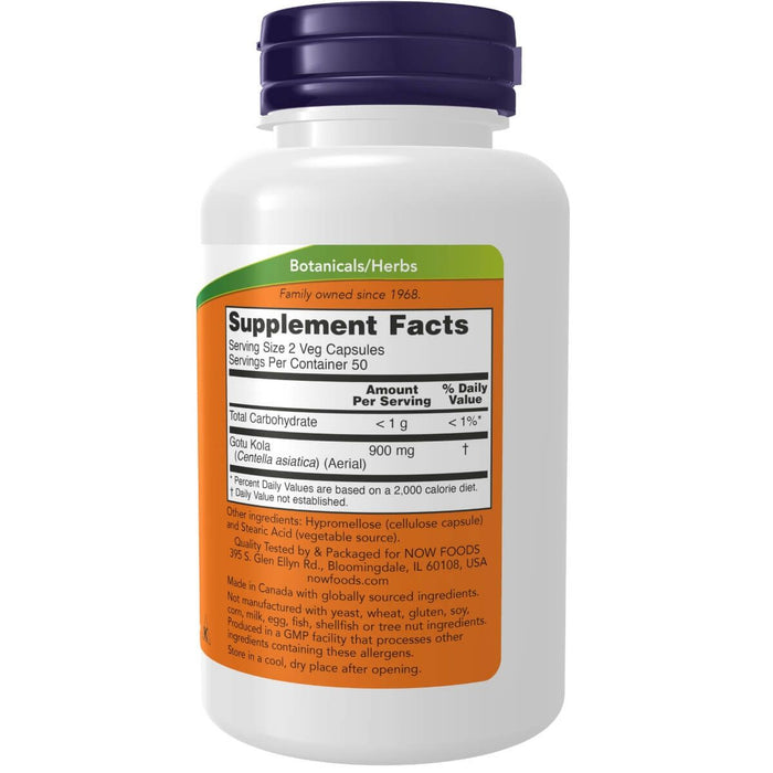 NOW Foods Gotu Kola 450 mg 100 Veg Capsules - Health and Wellbeing at MySupplementShop by NOW Foods