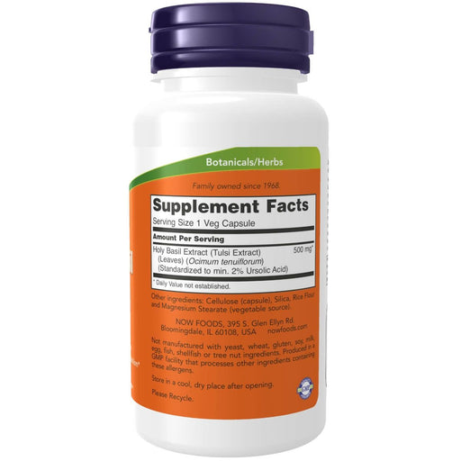 NOW Foods Holy Basil Extract 500 mg 90 Veg Capsules | Premium Supplements at MYSUPPLEMENTSHOP