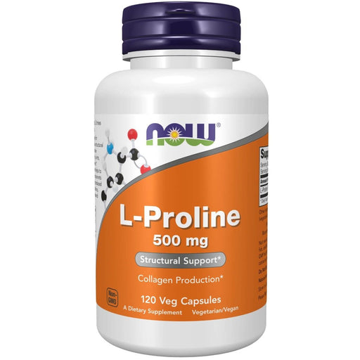 NOW Foods L-Proline 500 mg 120 Veg Capsules | Premium Supplements at MYSUPPLEMENTSHOP
