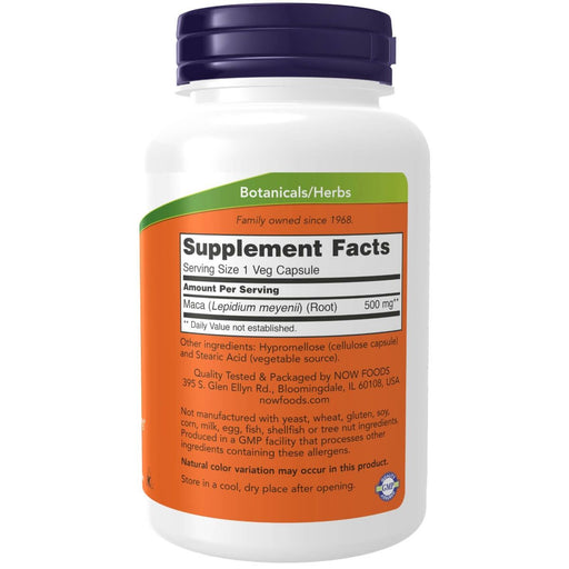 NOW Foods Maca 500 mg 250 Veg Capsules | Premium Supplements at MYSUPPLEMENTSHOP