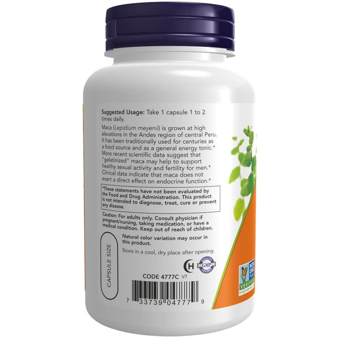 NOW Foods Maca (Lepidium meyenii) 750 mg Raw 90 Veg Capsules - Sexual Health at MySupplementShop by NOW Foods