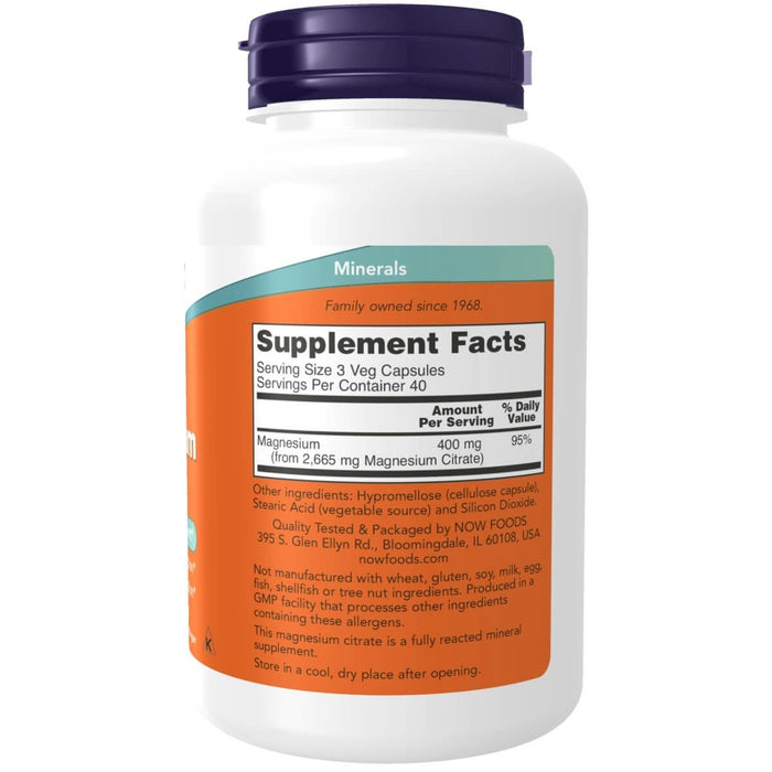 NOW Foods Magnesium Citrate 120 Veg Capsules - Vitamins & Minerals at MySupplementShop by NOW Foods