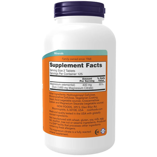 NOW Foods Magnesium Citrate 200 mg 250 Tablets | Premium Supplements at MYSUPPLEMENTSHOP