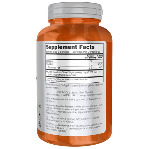 NOW Foods MCT (Medium-chain triglycerides) Oil 1,000 mg 150 Softgels | Premium Supplements at MYSUPPLEMENTSHOP