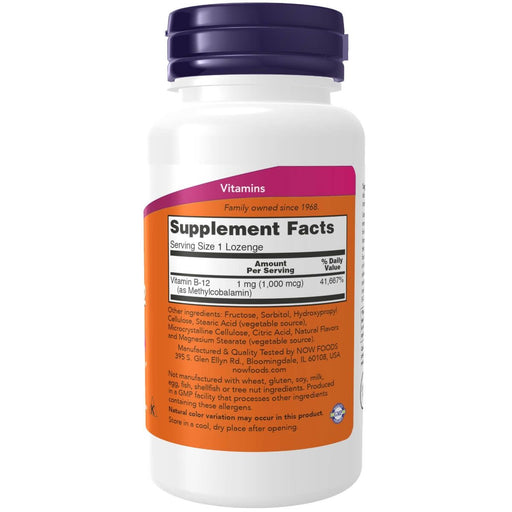 NOW Foods Methyl B-12 (Methylcobalamin) 1,000 mcg 100 Lozenges | Premium Supplements at MYSUPPLEMENTSHOP