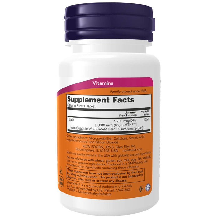NOW Foods Methyl Folate 1,000mcg 90 Tablets | Premium Supplements at MYSUPPLEMENTSHOP