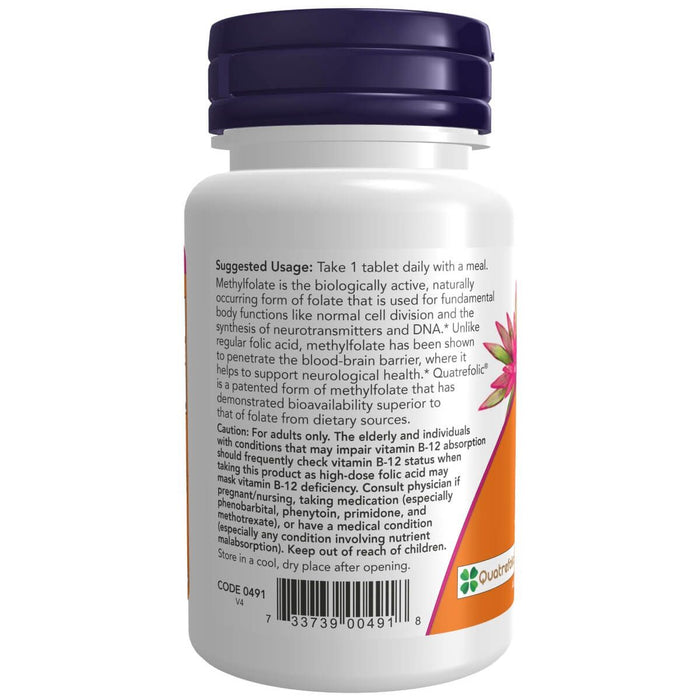 NOW Foods Methyl Folate 1,000mcg 90 Tablets | Premium Supplements at MYSUPPLEMENTSHOP