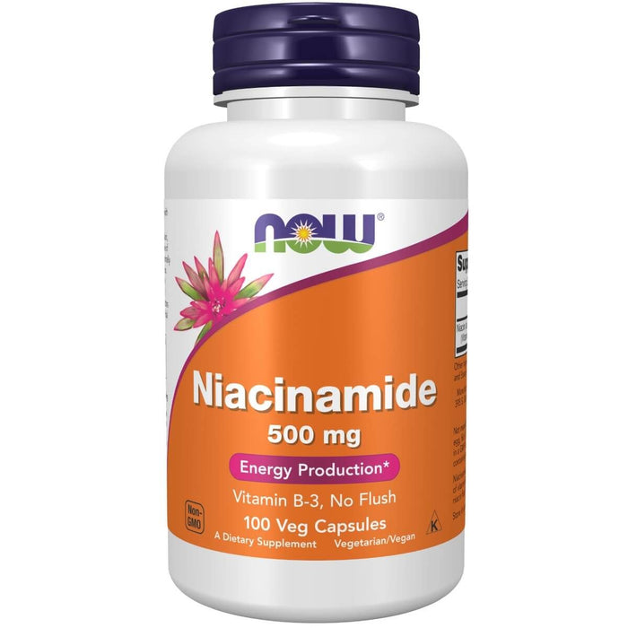 NOW Foods Niacinamide (Vitamin B-3) No Flush 500 mg 100 Capsules | Premium Supplements at MYSUPPLEMENTSHOP