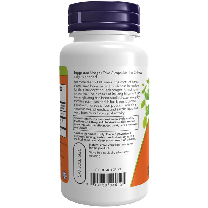 NOW Foods Panax Ginseng Extract 500 mg 100 Veg Capsules | Premium Supplements at MYSUPPLEMENTSHOP