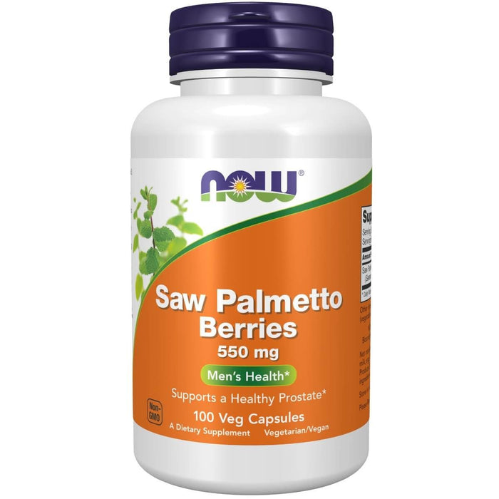 NOW Foods Saw Palmetto Berries 550 mg 100 Veg Capsules - Health and Wellbeing at MySupplementShop by NOW Foods