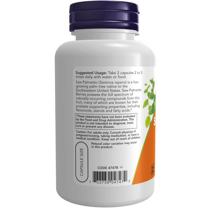 NOW Foods Saw Palmetto Berries 550 mg 100 Veg Capsules - Health and Wellbeing at MySupplementShop by NOW Foods