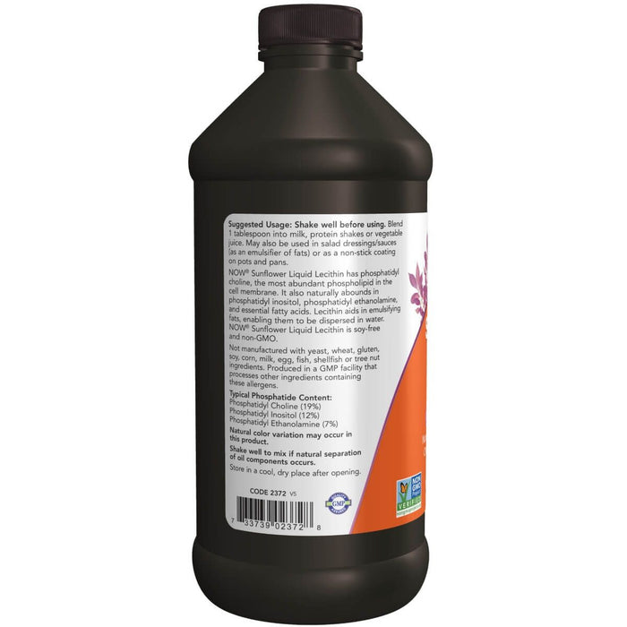 NOW Foods Sunflower Lecithin Liquid 16oz (473ml) - Health Foods at MySupplementShop by NOW Foods