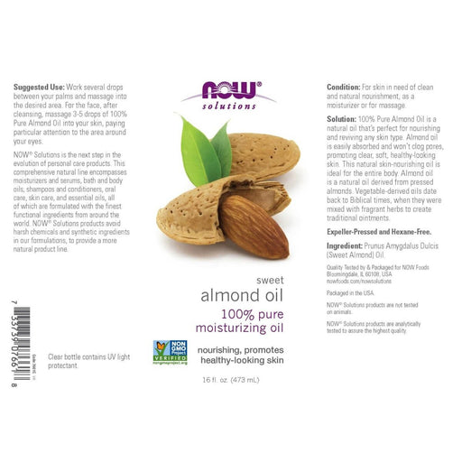 NOW Foods Sweet Almond Oil 16oz (473ml) | Premium Supplements at MYSUPPLEMENTSHOP