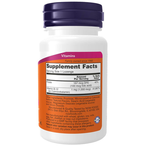 NOW Foods Vitamin B-12 1,000 mcg 100 Chewable Lozenges | Premium Supplements at MYSUPPLEMENTSHOP