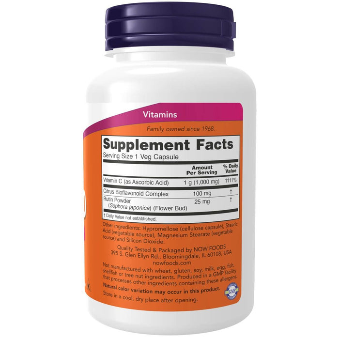 NOW Foods Vitamin C-1,000 with 100 mg of Bioflavonoids 100 Veg Capsules | Premium Supplements at MYSUPPLEMENTSHOP