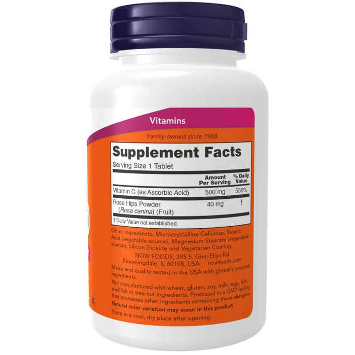 NOW Foods Vitamin C-500 with Rose Hips 250 Tablets - Vitamins & Minerals at MySupplementShop by NOW Foods