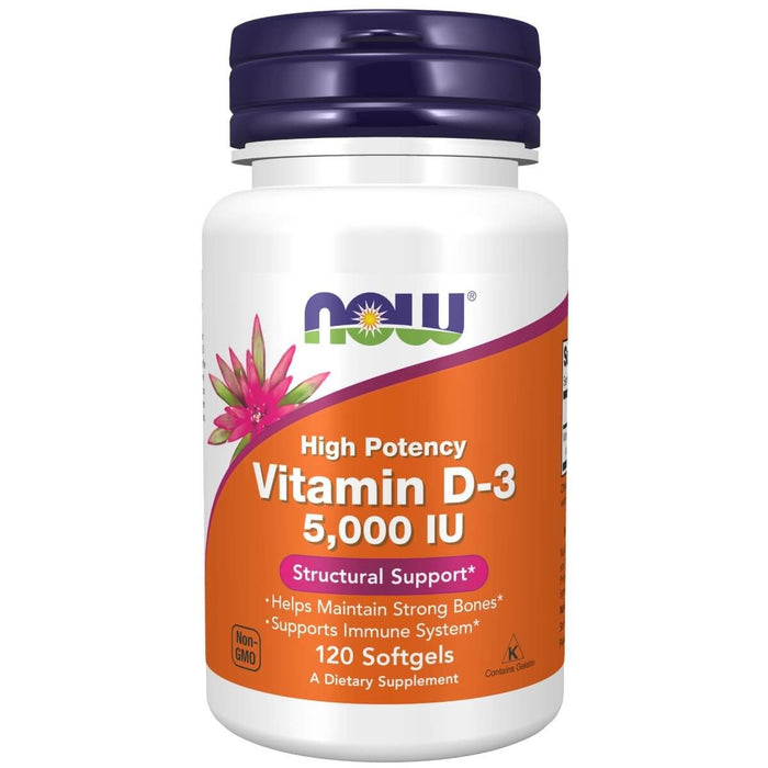 NOW Foods Vitamin D-3 5,000 IU 120 Softgels - Vitamins & Minerals at MySupplementShop by NOW Foods