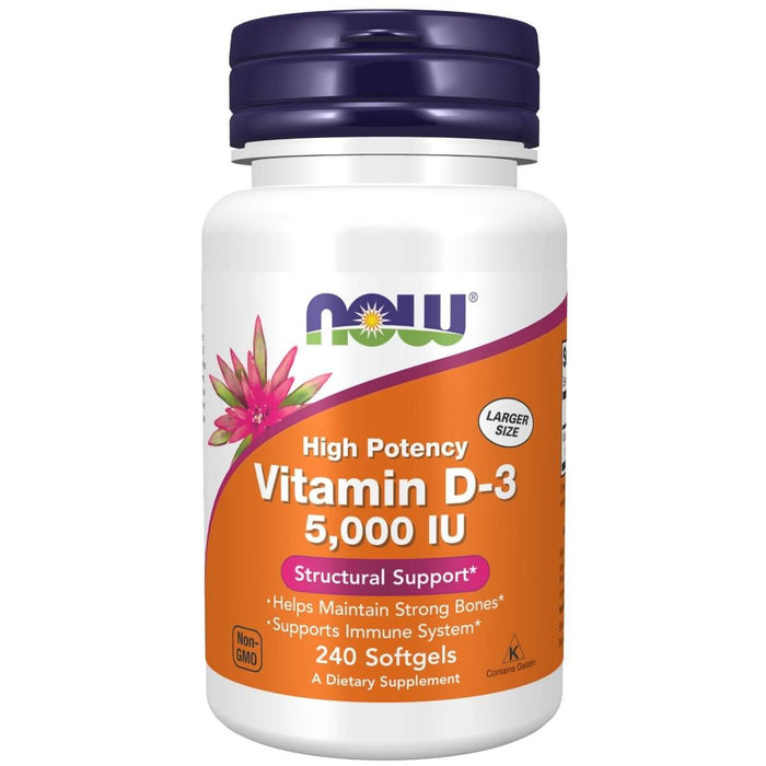 NOW Foods Vitamin D-3 5,000 IU 240 Softgels | Premium Supplements at MYSUPPLEMENTSHOP