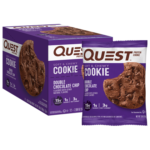 Quest Nutrition Cookie 12x59g Double Chocolate Chip - Protein Bars at MySupplementShop by Quest Nutrition