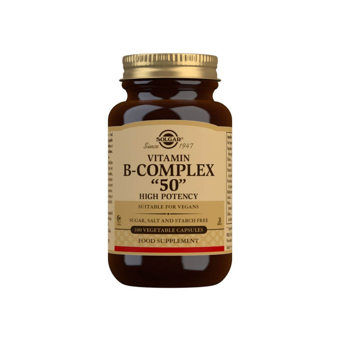 Solgar Vitamin B-Complex 50 High Potency Vegetable Capsules Pack of 100 - Energy & Vitality at MySupplementShop by Solgar