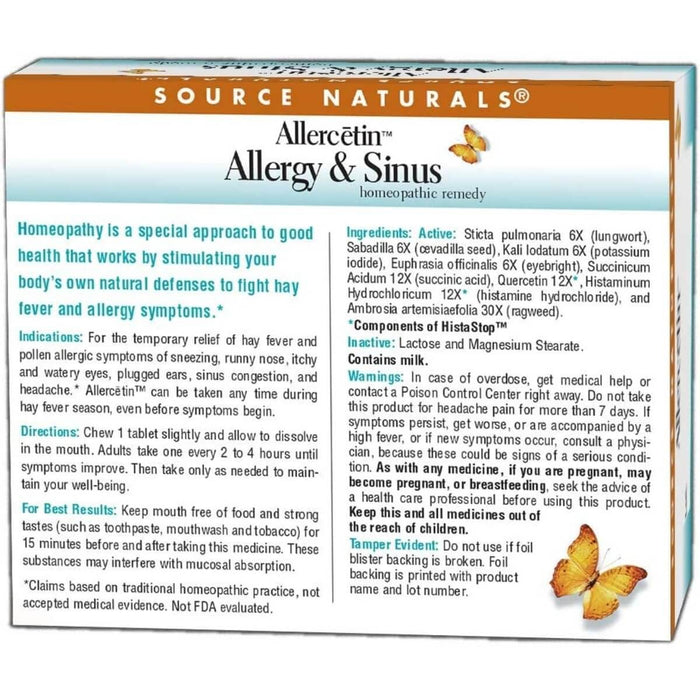 Source Naturals Allercetin Allergy & Sinus 48 Tablets - Immune Support at MySupplementShop by Source Naturals