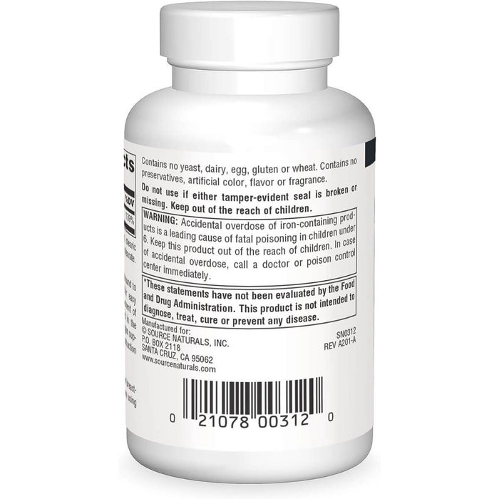 Source Naturals Iron 25mg 100 Tablets - Energy & Vitality at MySupplementShop by Source Naturals