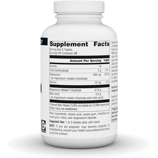 Source Naturals Magnesium Malate 1250mg 180 Tablets | Premium Supplements at MYSUPPLEMENTSHOP