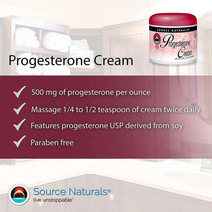 Source Naturals Progesterone Cream 4oz | Premium Supplements at MYSUPPLEMENTSHOP