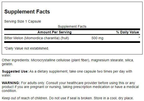 Swanson Bitter Melon 500 mg 60 Capsules at MySupplementShop.co.uk