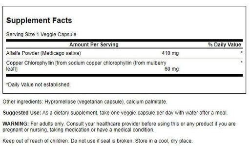 Swanson Chlorophyll as Chlorophyllin 60 mg 300 Veg Capsules | Premium Supplements at MYSUPPLEMENTSHOP