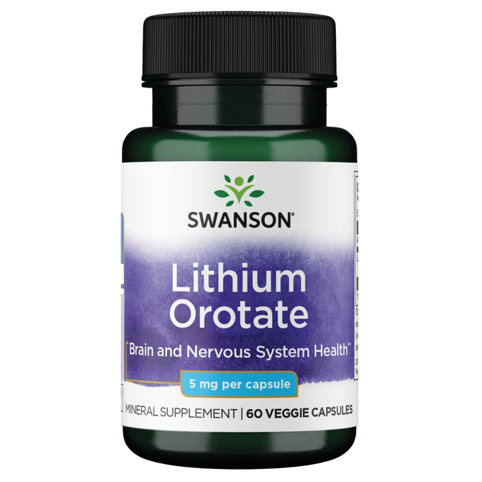 Swanson Lithium Orotate 5 mg 60 Vegetarian Capsules