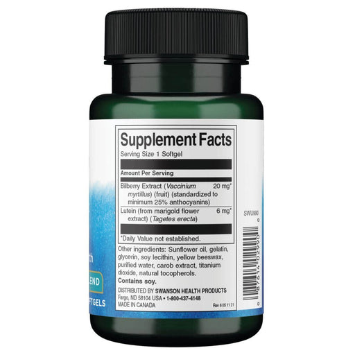 Swanson Lutein & Bilberry 120 Softgels | Premium Supplements at MYSUPPLEMENTSHOP.co.uk