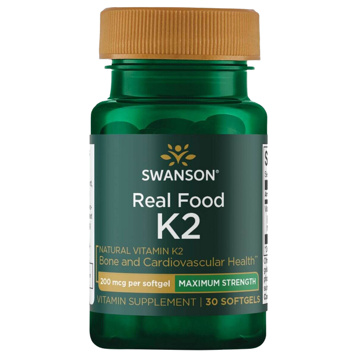 Swanson Maximum Strength, Real Food Vitamin K2, 200mcg 30 Softgels